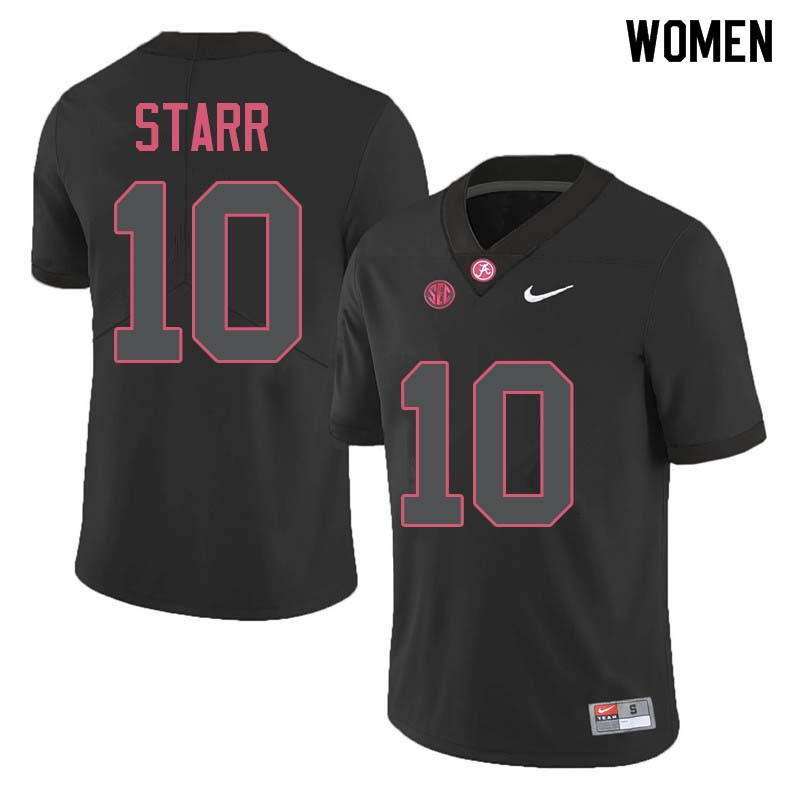 Alabama Crimson Tide Women's Bart Starr #10 Black NCAA Nike Authentic Stitched College Football Jersey OJ16R73XN